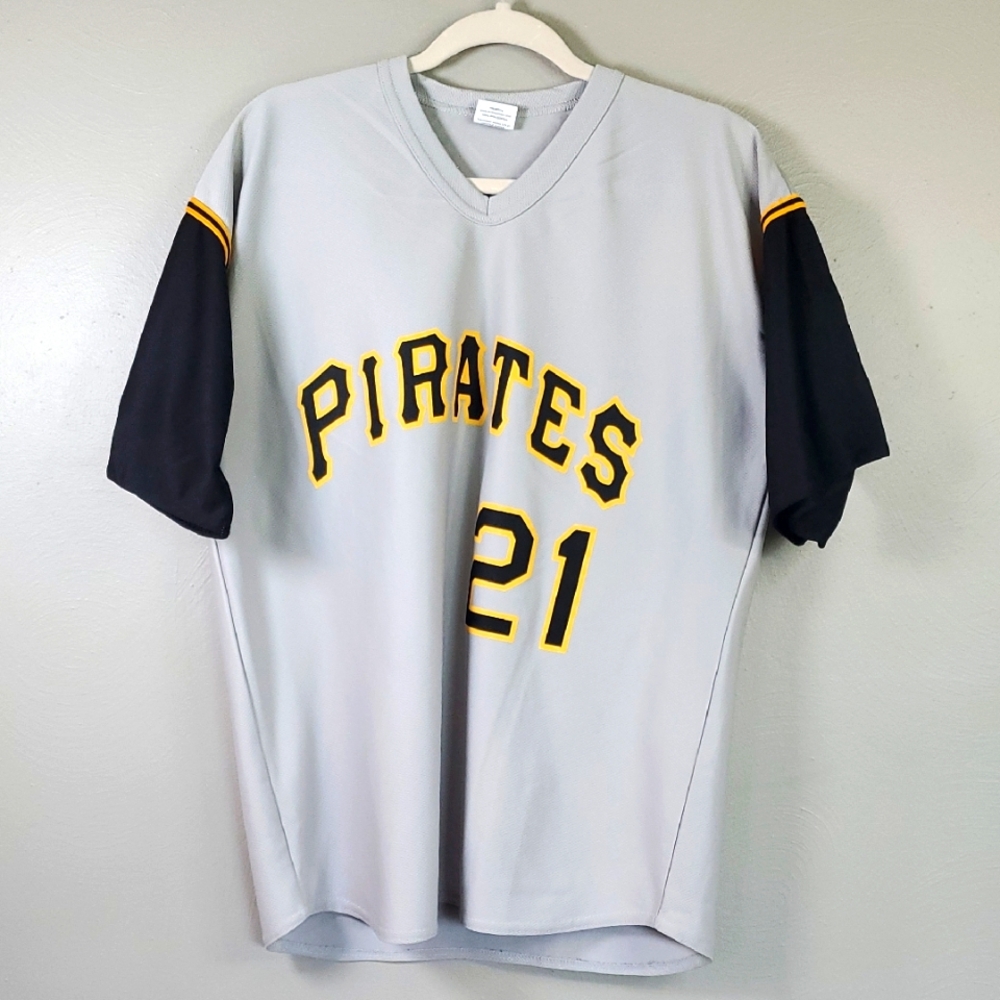 Pittsburgh Pirates Black And Gray And Gold Baseball Jersey. #21